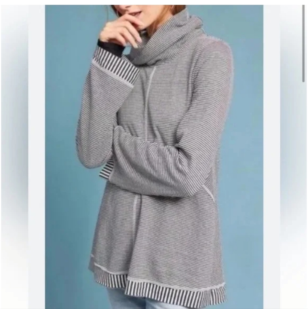 Anthropologie Maeve Tal Striped Cowl Neck Tunic